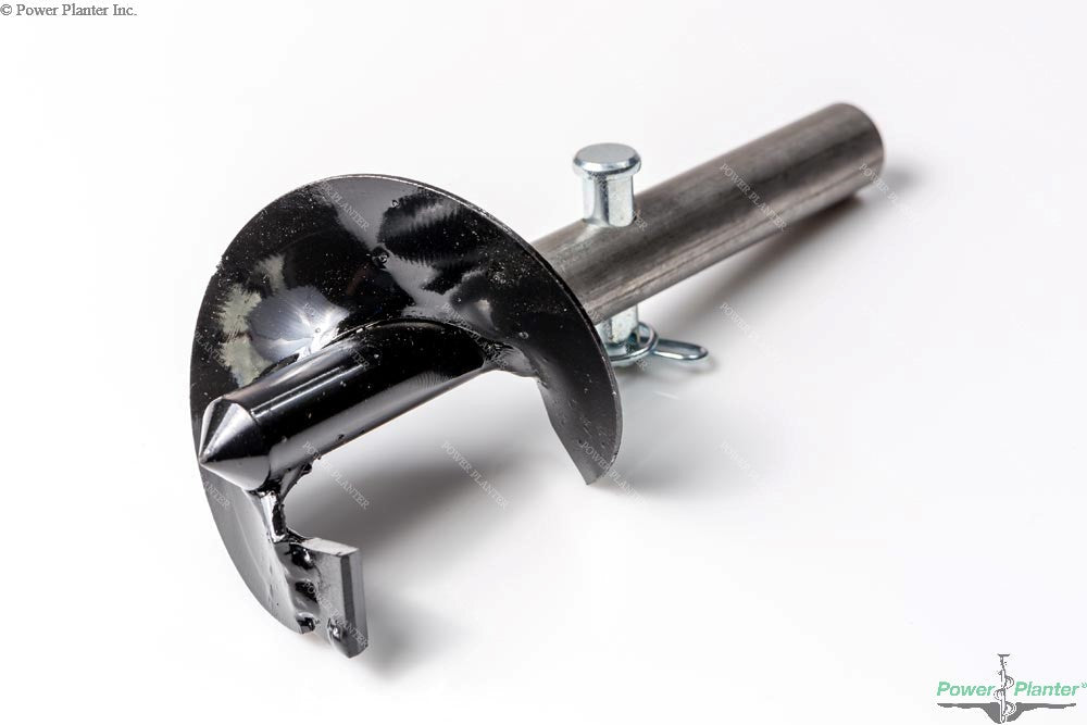 Power Planter Augers 7" x 28" heavy-duty post hole auger with a gallon pot for deep, efficient planting and post installation.
