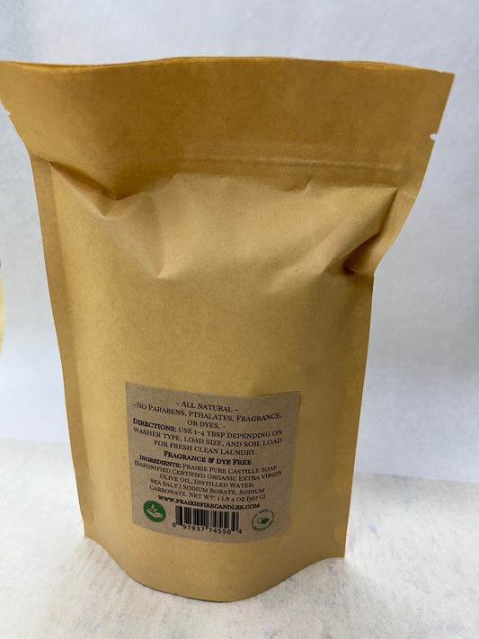 Pure Castile Organic Olive Oil Laundry Powder by Prairie Fire, fragrance and dye free, suitable for sensitive skin, in a bar soap form.