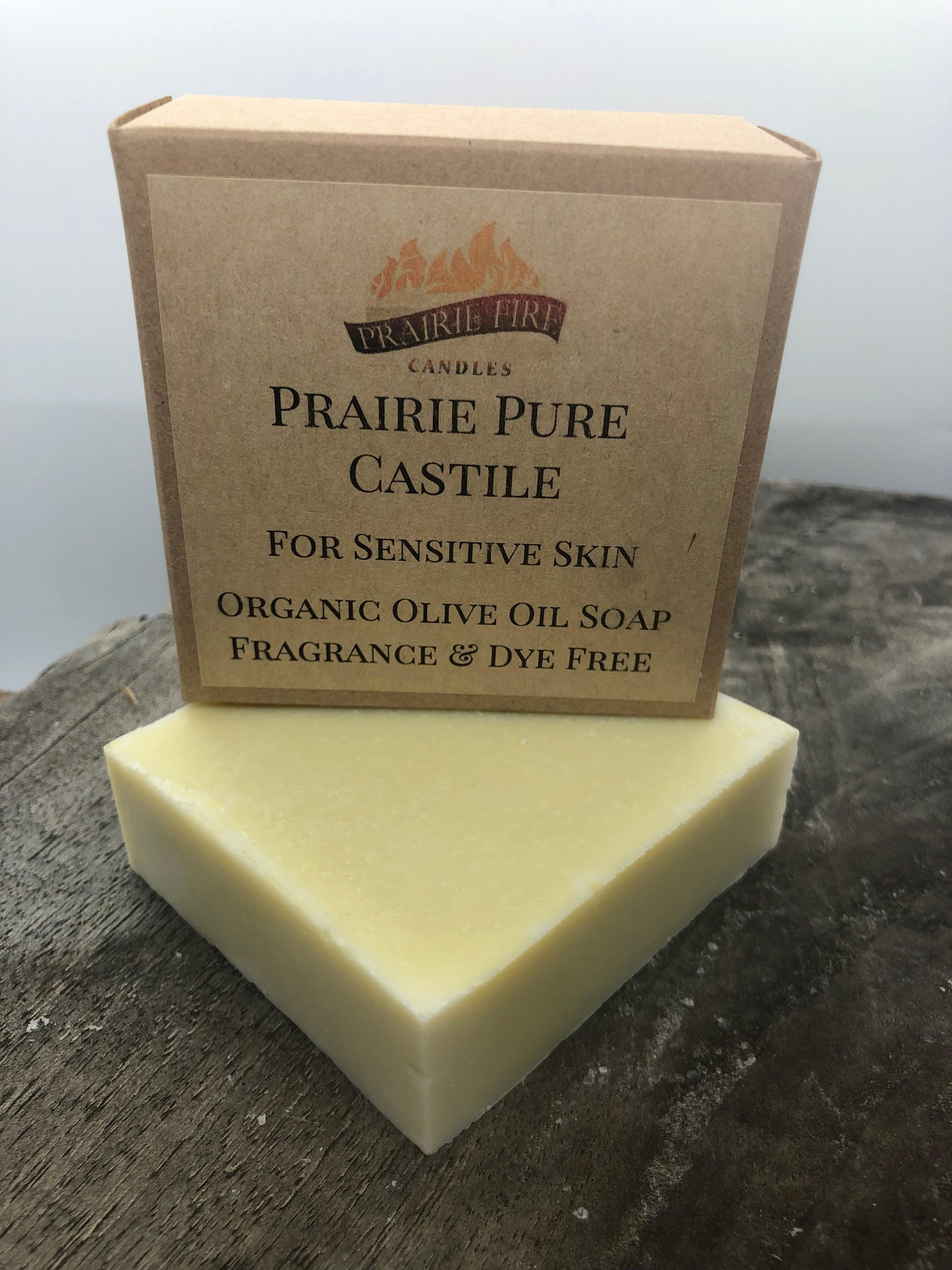 Pure Real Castile organic olive oil soap for sensitive skin, fragrance-free, dye-free, in a 3-pack from Prairie Fire Tallow and Lavender.