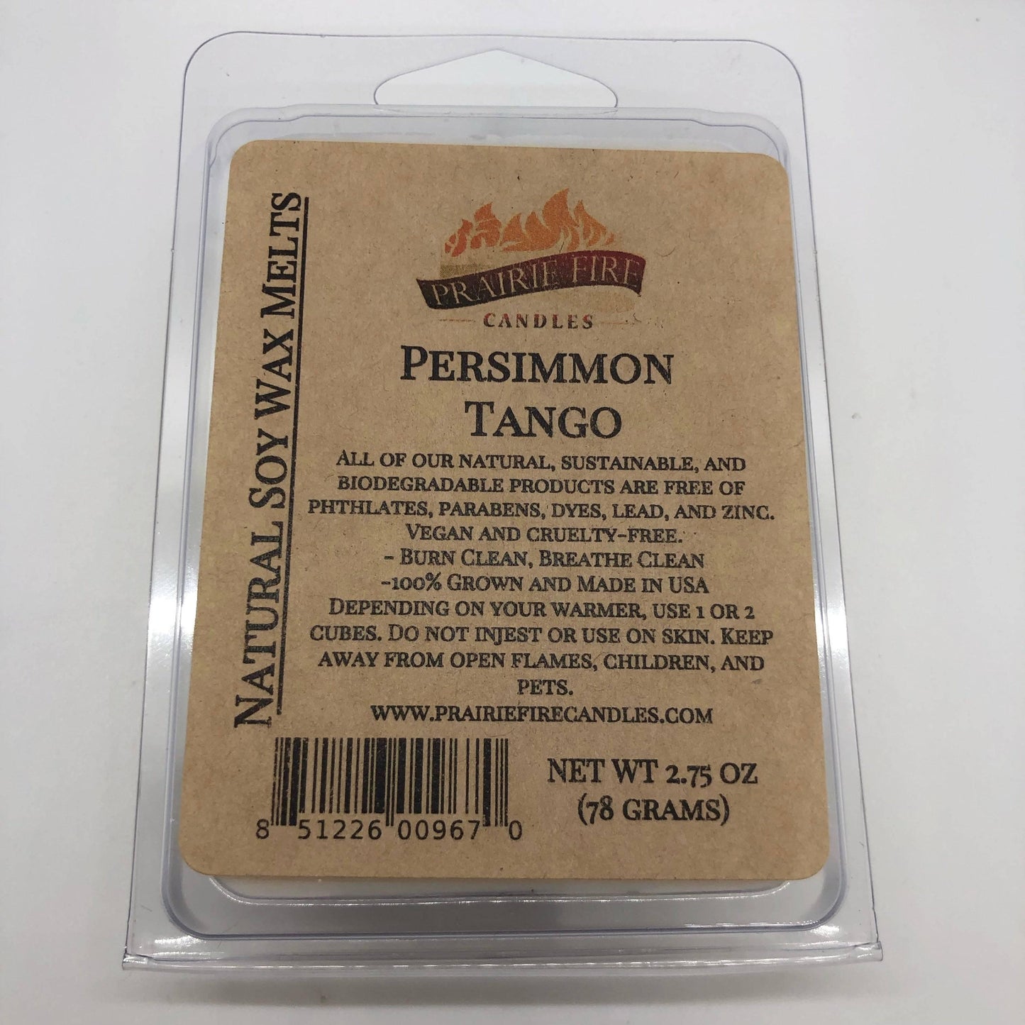Vegan soy wax melts and wax cubes from Prairie Fire Tallow, Candles, and Lavender, featuring wickless candles and small-batch packaging.