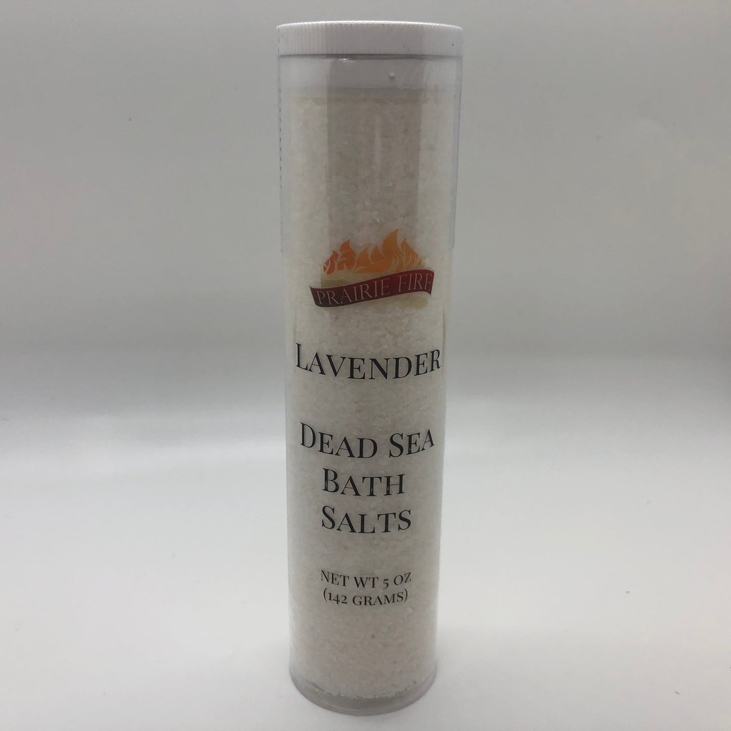 Lavender Dead Sea Bath Salts in 5oz jar from Prairie Fire, featuring calming lavender and mineral-rich Dead Sea salts.