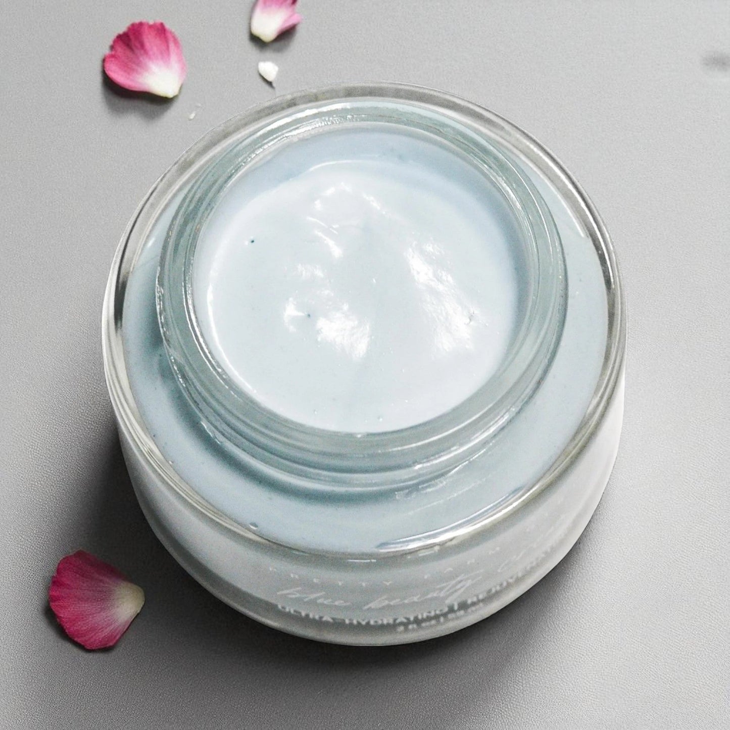 Blue Beauty Cream soothing face cream by Pretty Farm Girl, showing a jar of nourishing tallow-based face moisturizer.