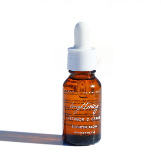 Pretty Farm Girl Brightening Face Serum with Vitamin C, smooth and radiant skin care product for a healthy glow.