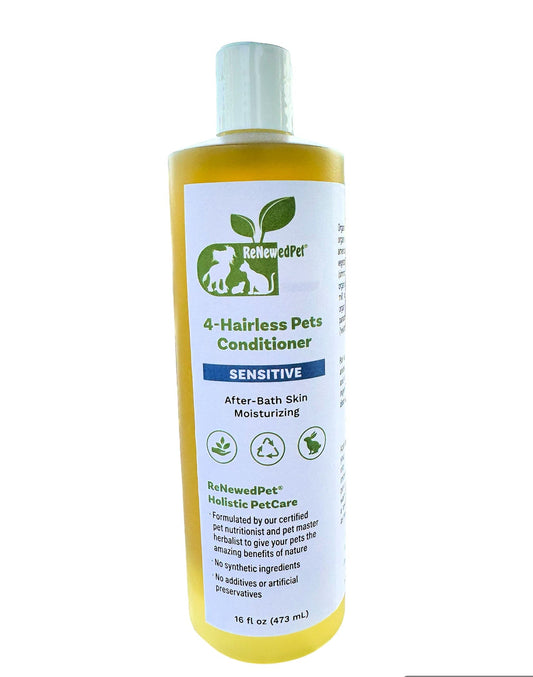 ReNewedPet 4-Hairless Pets Sensitive Conditioner for gentle, soothing care for hairless or sensitive-skinned pets.
