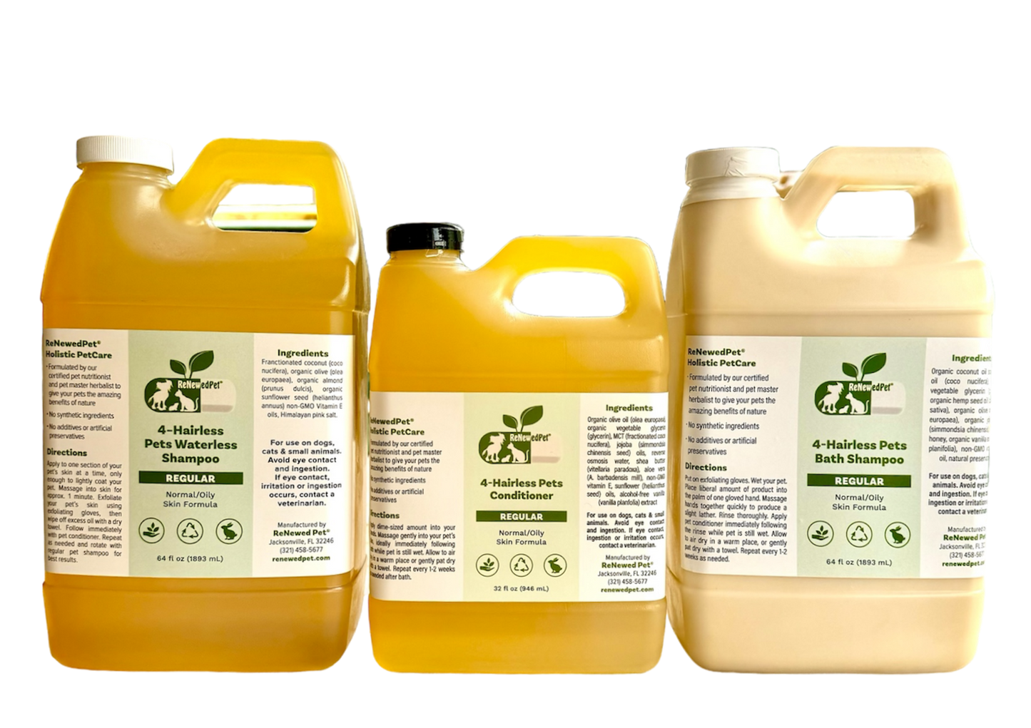 4-HAIRLESS PETS REGULAR SHAMPOO, WATERLESS SHAMPOO & CONDITIONER KIT - Blessings Grow Meadows