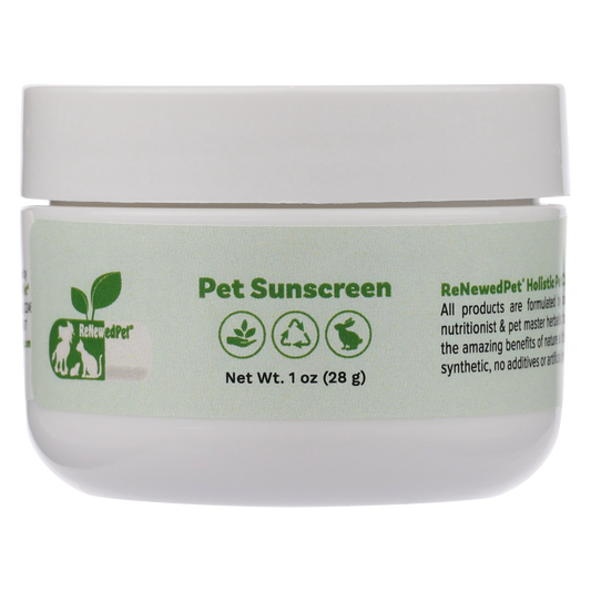 ReNewedPet 4-ALL Pets Sunscreen for pet grooming, 1 oz bottle, suitable for protecting pets' skin from sun damage
