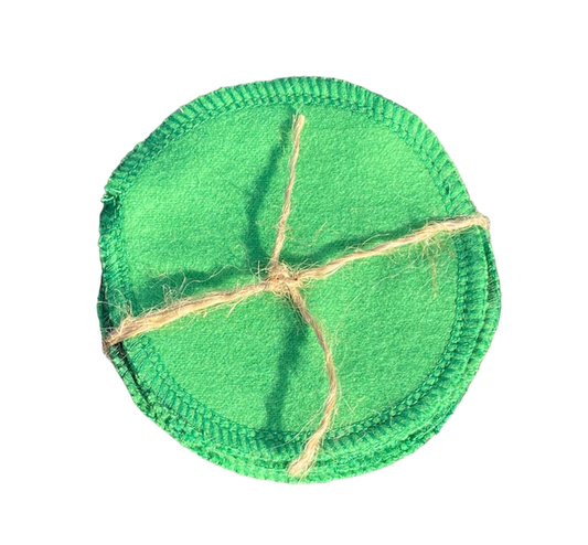 Set of four reusable cotton pads for pet grooming by ReNewedPet, soft, eco-friendly, ideal for cleaning and grooming pets.
