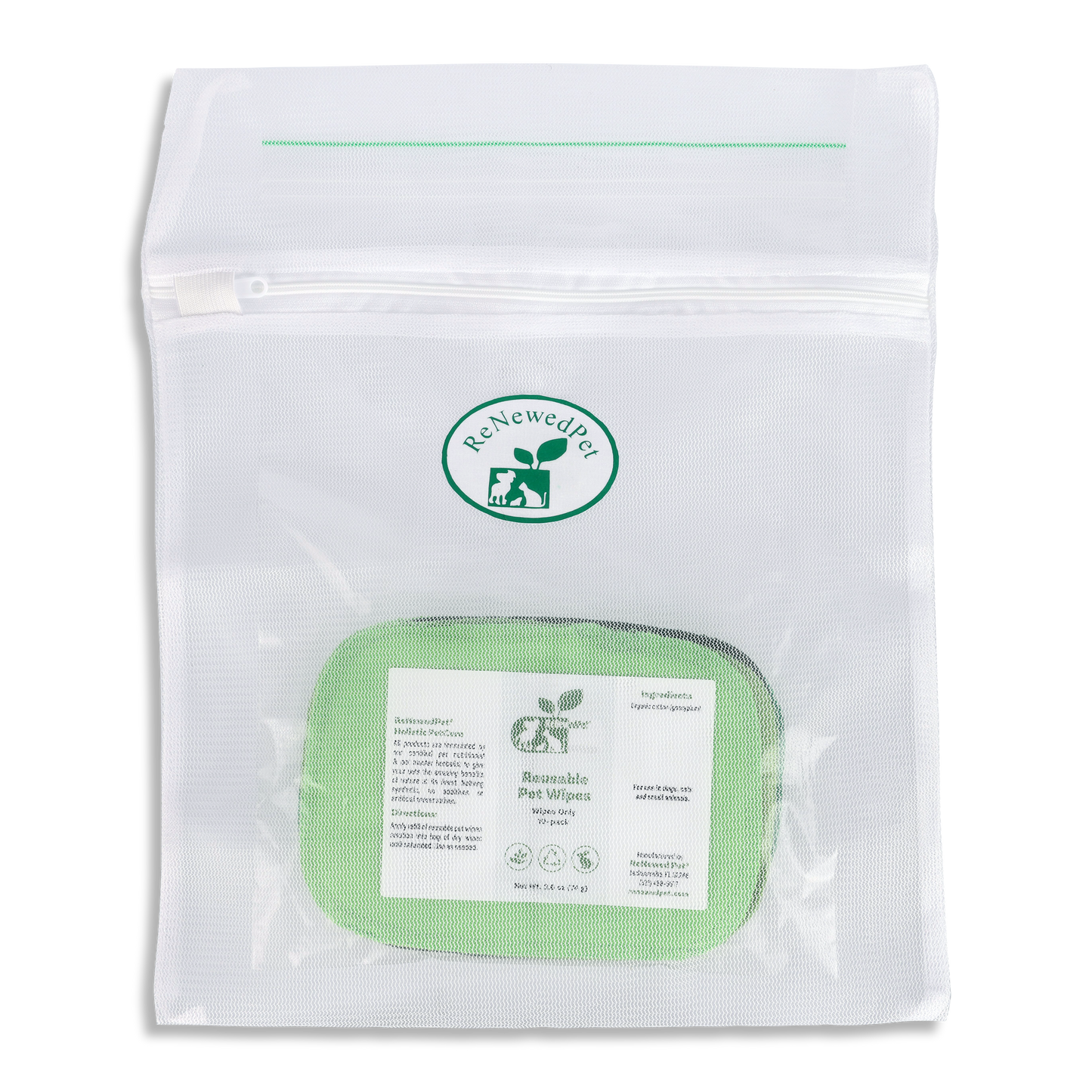 Reusable pet wipes by ReNewedPet for all pets, soft and durable grooming wipes shown in the image.