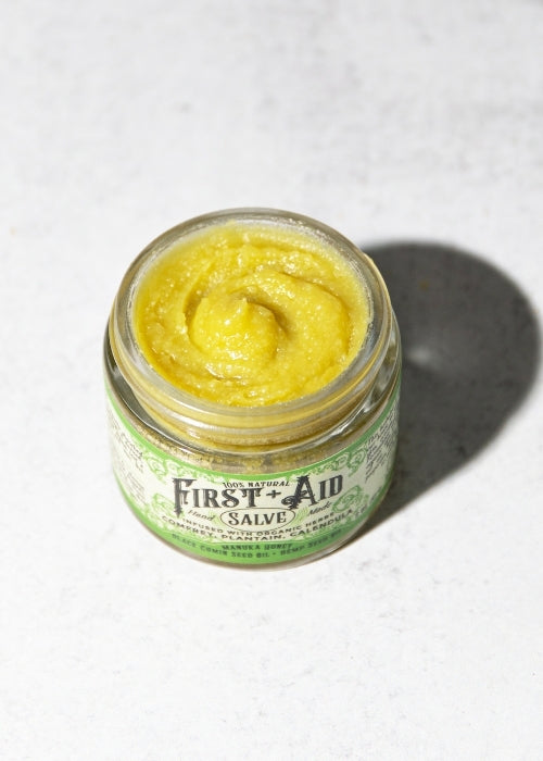 Roots and Leaves LLC First Aid Salve for body care, natural healing ointment for skin relief and soothing application.