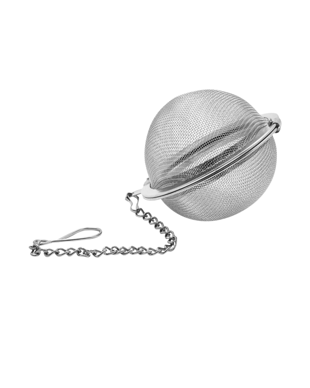 Stainless steel mesh tea strainer from Roots and Leaves LLC, with fine mesh for brewing loose leaf tea.