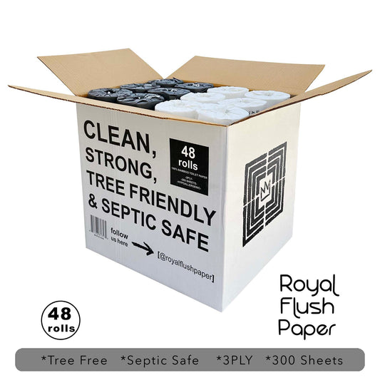 Royal Flush Paper premium bamboo toilet paper, 48-roll box, soft and eco-friendly bamboo toilet paper for household use.