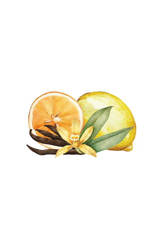 Rustic Strength Citrus Vanilla Room Spray bottle with a label, showing the spray nozzle and fresh citrus and vanilla scent ingredients.