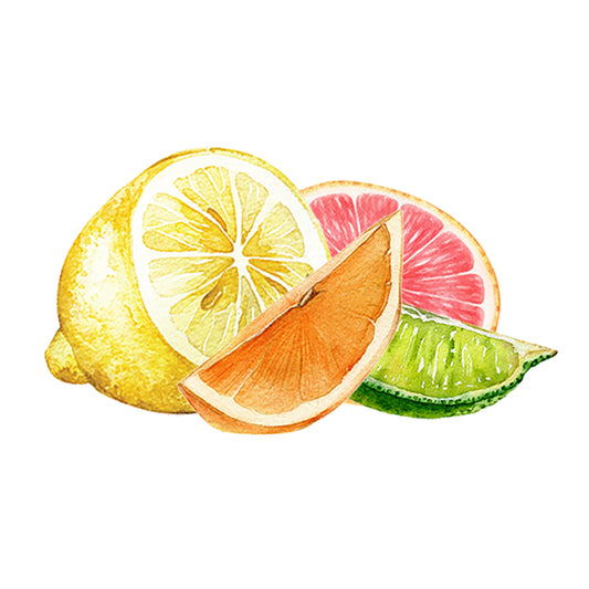 Rustic Strength citrus essential oil blend featuring lemon, orange, grapefruit, and lime in a scent bottle.