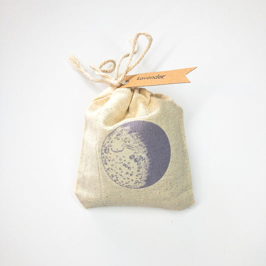 Organic Lavender Sachet from Seattle Seed Company, small fabric pouch filled with fragrant lavender buds, suitable for drawers or closets.