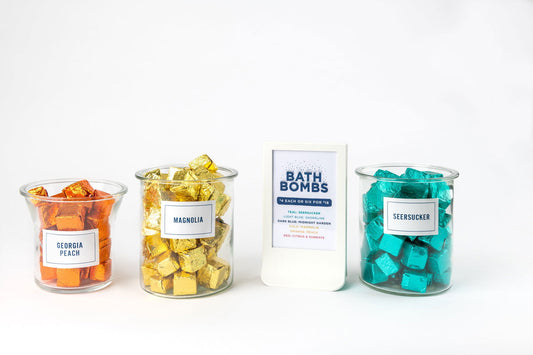 Set of six Drift BathTime Rocks by Salacia Salts for relaxing bath and body care, featuring natural mineral stones in a colorful assortment.