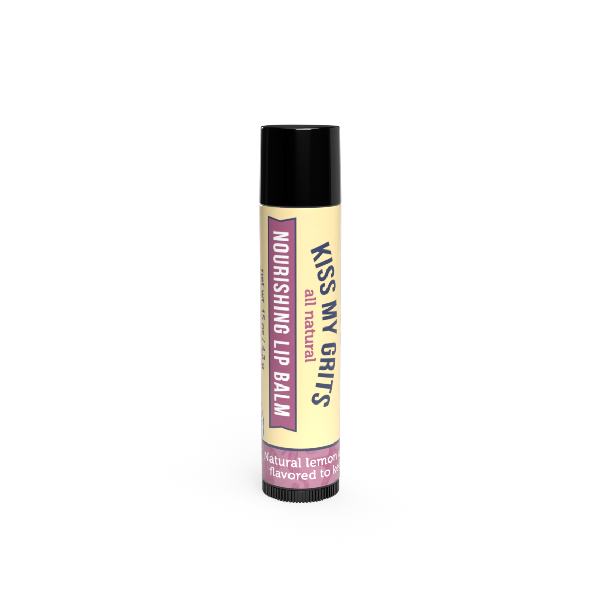 Salacia Salts Kiss My Grits Original Lip Balm in a small tube, designed for nourishing and moisturizing lips.