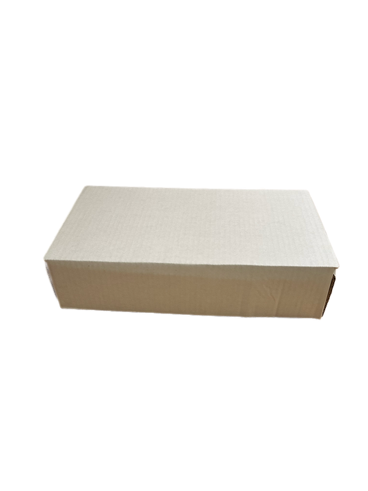 A plain, rectangular Custom Mason Jar (3) Pack Gift box from SavannahSauceCompany with your branding, closed and placed on a white background—ideal for shipping jams or salsas.