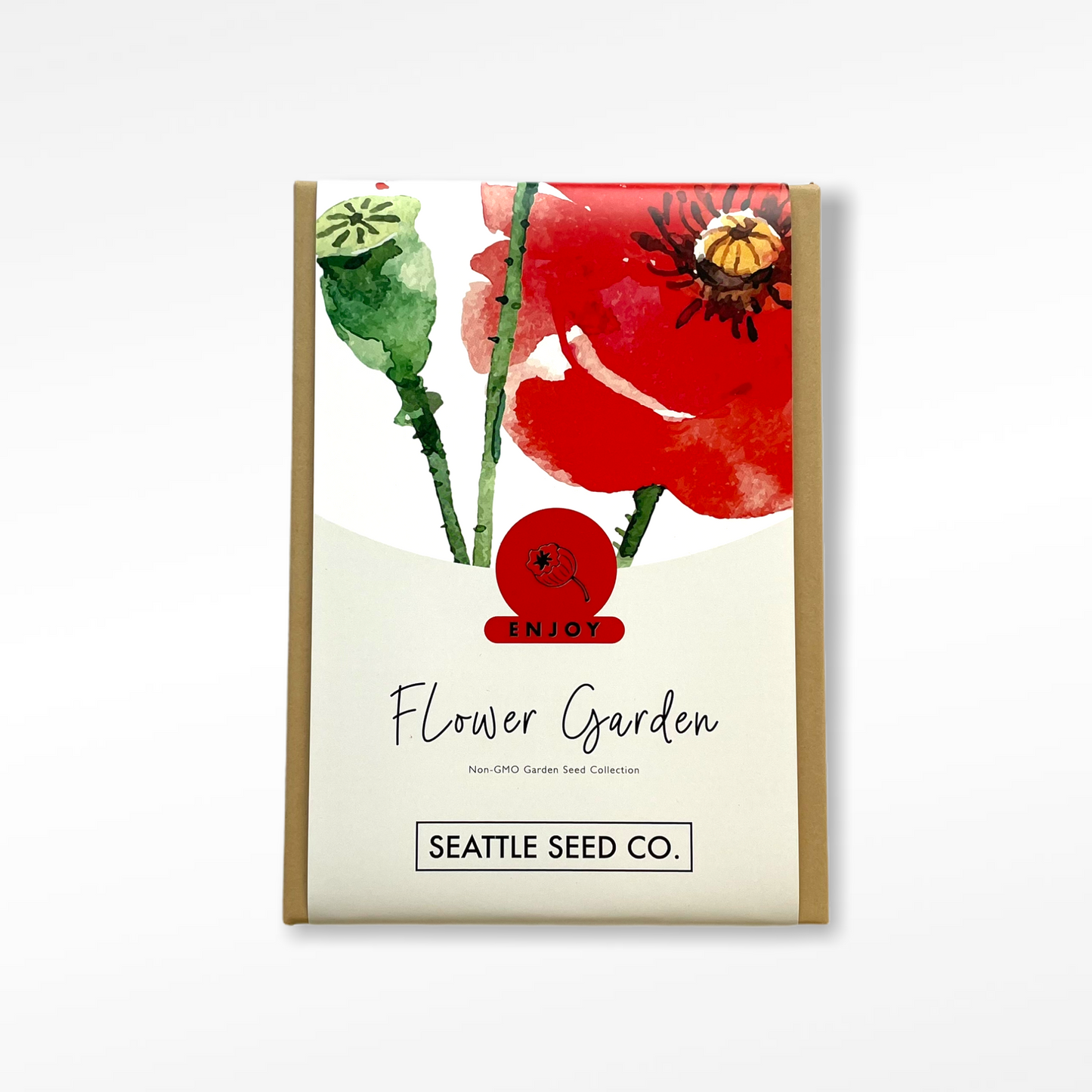 Flower garden seed collection by Seattle Seed Company featuring a variety of colorful flower seeds in packaging.