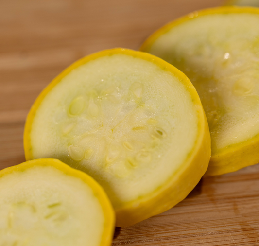 Packet of Seeds 'n Such Enterprise Hybrid Squash Seeds showing 15 to 20 seeds in a clear packet.