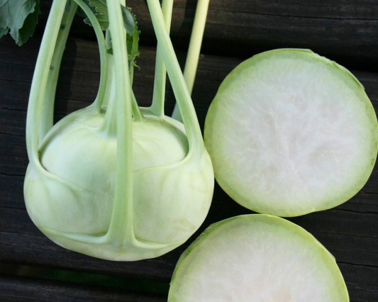 Packet of Konan hybrid kohlrabi seeds from Seeds 'n Such, showing a colorful seed packet for planting and gardening.