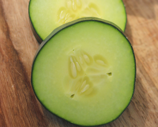 Packet of Seeds 'n Such Burpless Supreme Hybrid Cucumber Seeds showing 25 seeds for planting and growing cucumbers.