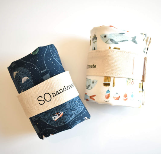 Blue Hudson River Play Mat by So Handmade Shop, soft and colorful playmat for babies and kids with river and nature designs.