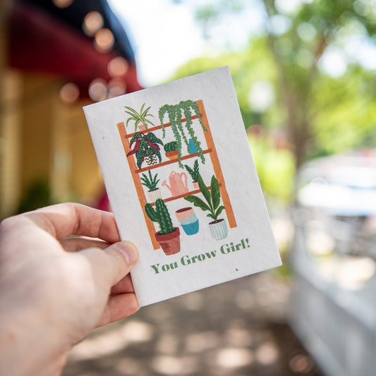 Still Magnolia You Grow Girl plantable seed card with floral design, ready to plant and grow vibrant flowers.