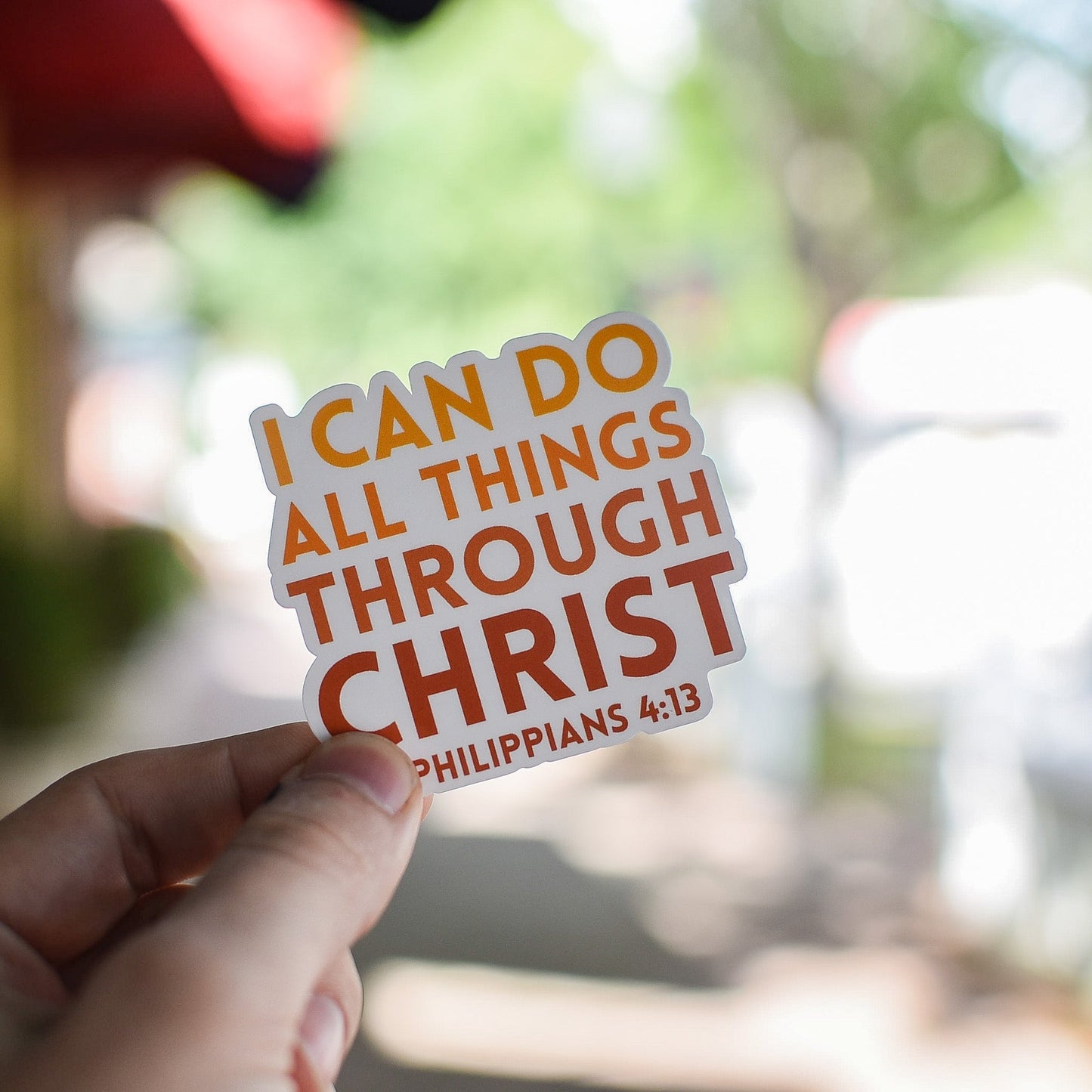 Still Magnolia "I Can Do All Things" sticker featuring bold lettering on a colorful background.