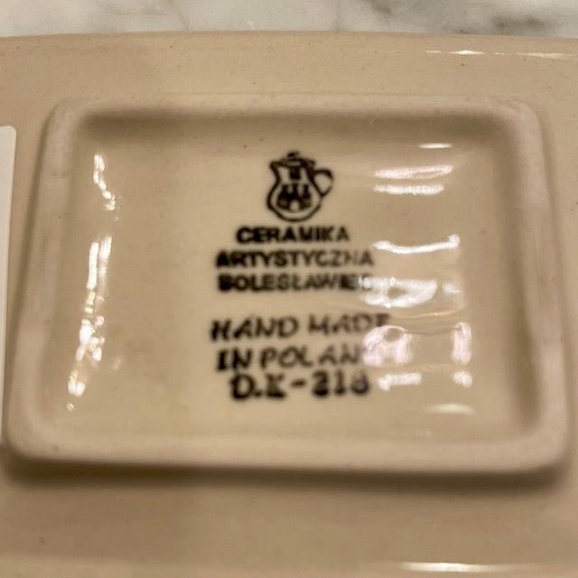 Hand-painted Polish floral ceramic soap dish with vine design by The Celtic Farm, featuring detailed floral artwork.