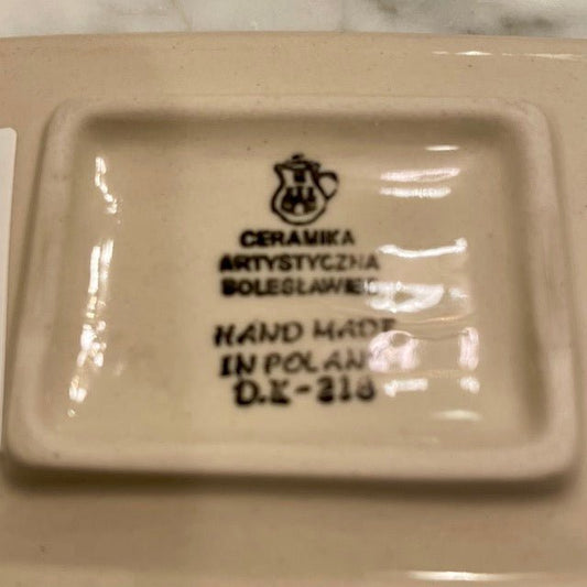 Hand-painted Polish floral ceramic soap dish with vine design by The Celtic Farm, featuring detailed floral artwork.