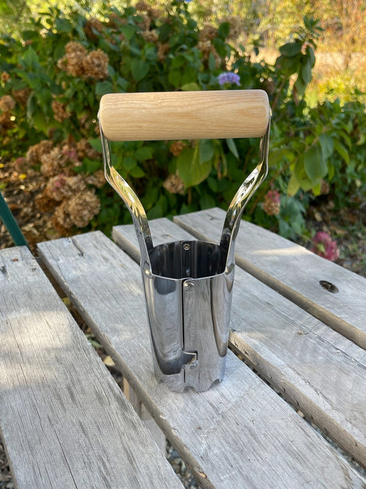 The Celtic Farm bulb planting tool set with various gardening tools for planting bulbs and garden planting tasks.
