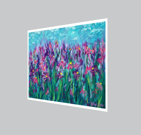 Wildflower Dreams fine art print by Tiffany Bates Art, featuring vibrant wildflower illustrations in multiple sizes.