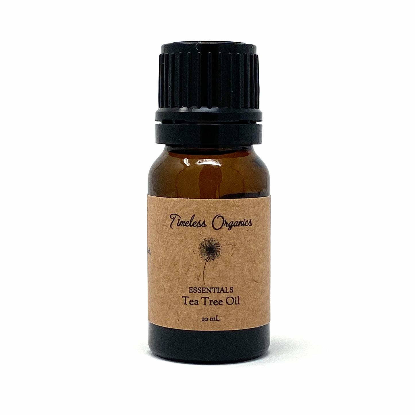 Tea Tree skincare product by Timeless Organics Skin Care, featuring a bottle with a natural tea tree oil label and dropper cap.