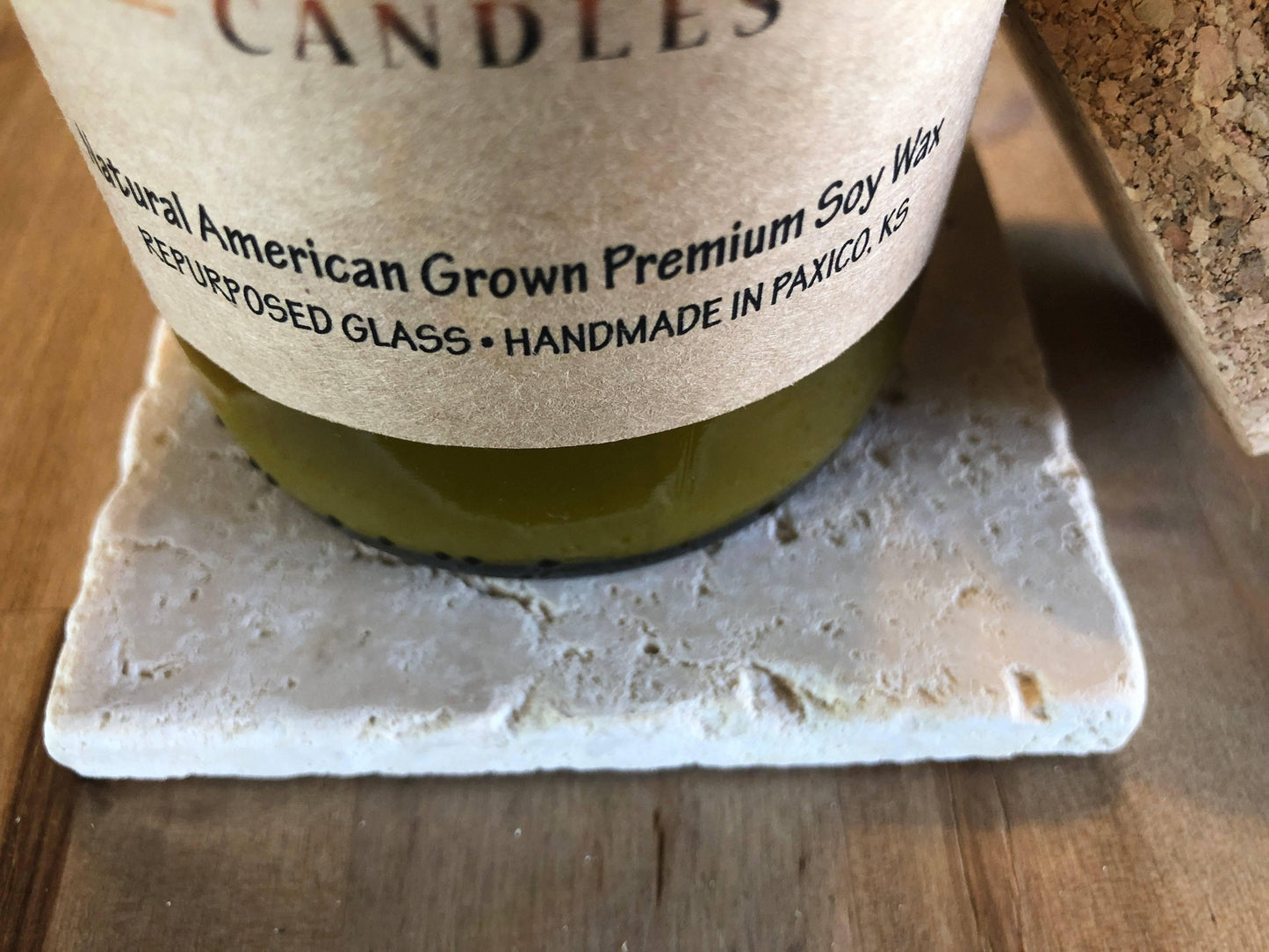 Travertine Marble Candle Coaster - Surface Protector - Blessings Grow Meadows