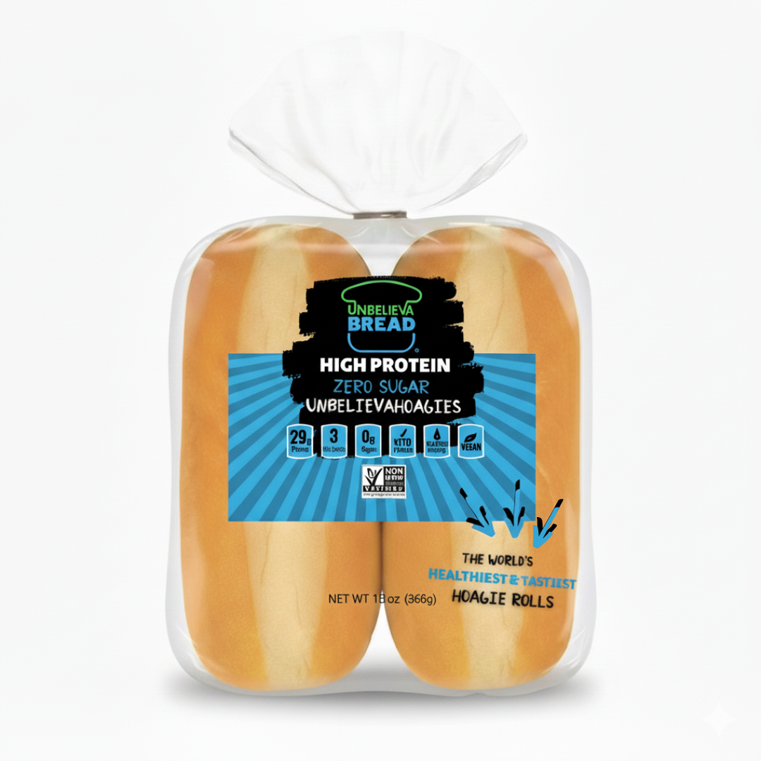 2 Bags of UnbelievaHoagies - High Protein, Low-Carb 8" Hoagie Rolls (8 Total Hoagies) - Blessings Grow Meadows