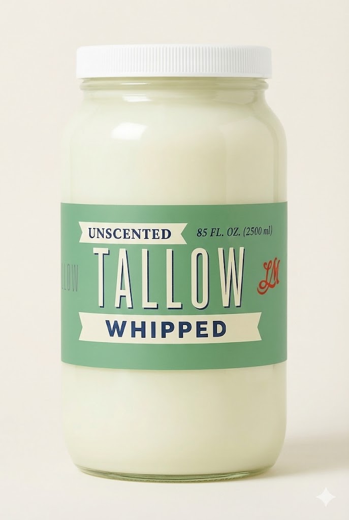 Unscented Whipped Tallow – All-Natural Moisturizer | Pure Beef Tallow Cream for Face & Body |Lady May Handmade, Preservative-Free Skincare