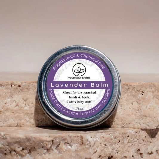 Regular 4 oz Lavender Balm by Your Only Earth, showing the soothing balm in a jar with lavender scent.