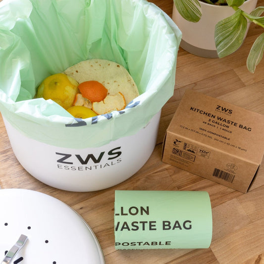 Set of 48 three-gallon compost bags from ZeroWasteStore.com, durable and eco-friendly for compost bin use.