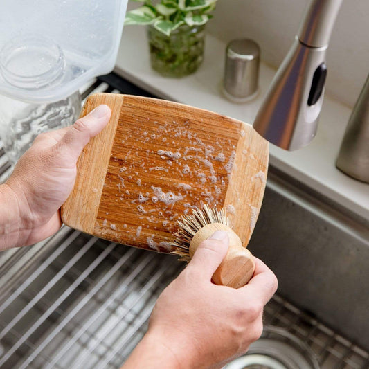 Eco-friendly bamboo pot scrubber, plastic-free and compostable household cleaning brush from ZeroWasteStore.
