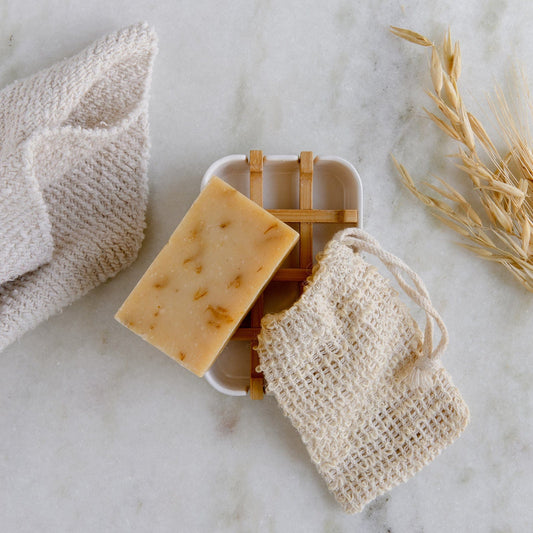 Mini soap bar kit featuring coconut milk soap bars from ZeroWasteStore.com, displayed in a natural, eco-friendly packaging.