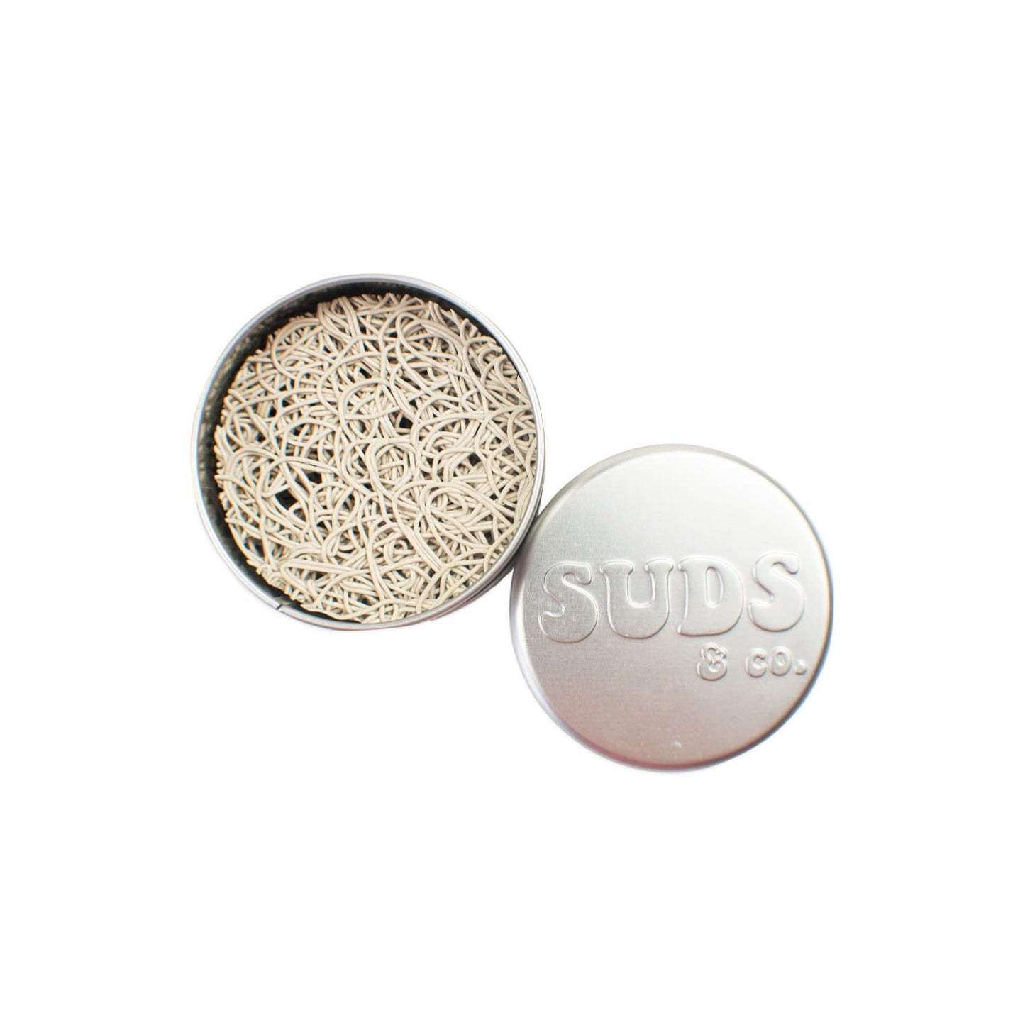 ZeroWasteStore.com Suds & Co. travel tin for shampoo and conditioner, compact soap dish and holder for eco-friendly travel.