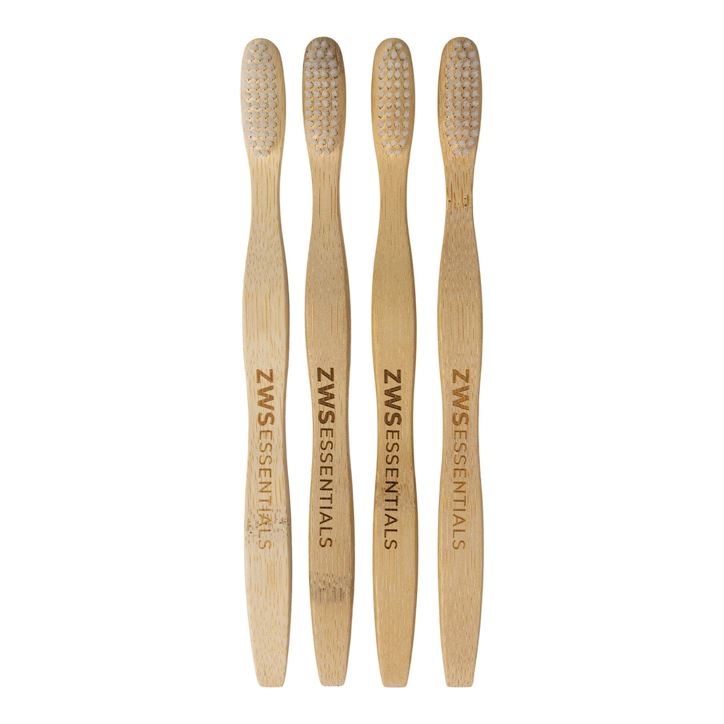 Bamboo toothbrush from ZeroWasteStore.com with natural bamboo handle and soft bristles, eco-friendly dental hygiene tool.