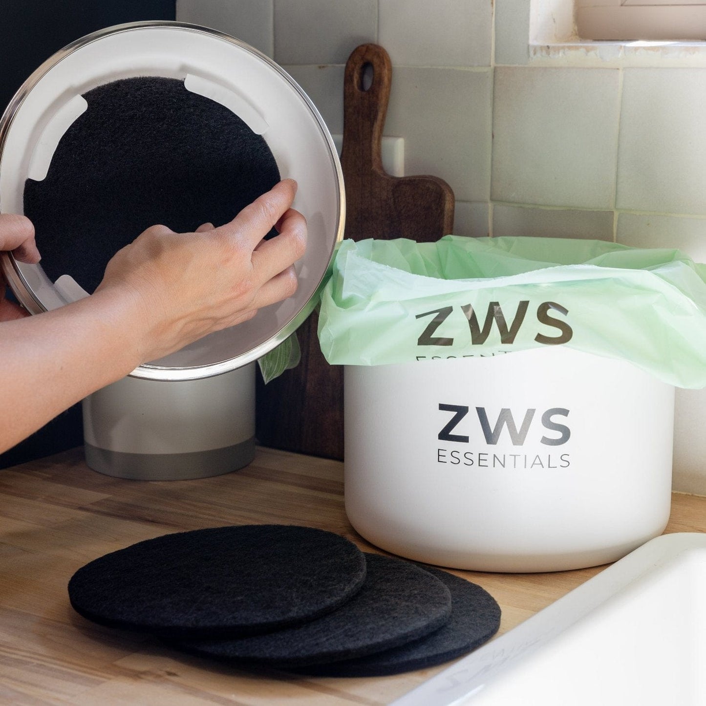 Countertop compost bin kit from ZeroWasteStore.com with a compost container and lid for kitchen food waste collection.