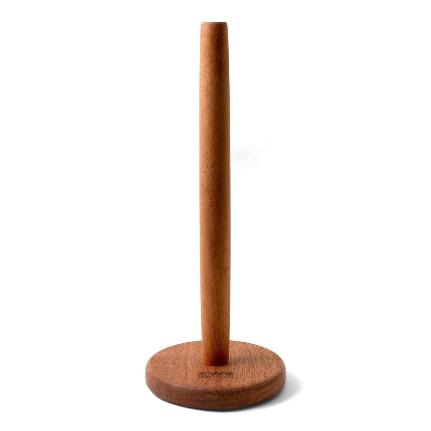 Wooden paper towel holder from ZeroWasteStore.com with a natural finish, designed to hold and dispense paper towels easily.