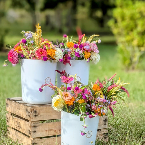 Buckets of fresh flowers for nonprofits 