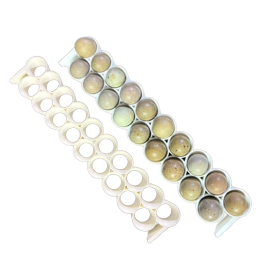 Standard and button quail egg rails for Cimuka and Hatching Time incubators, compatible with CT-Series, by Quailz.com.