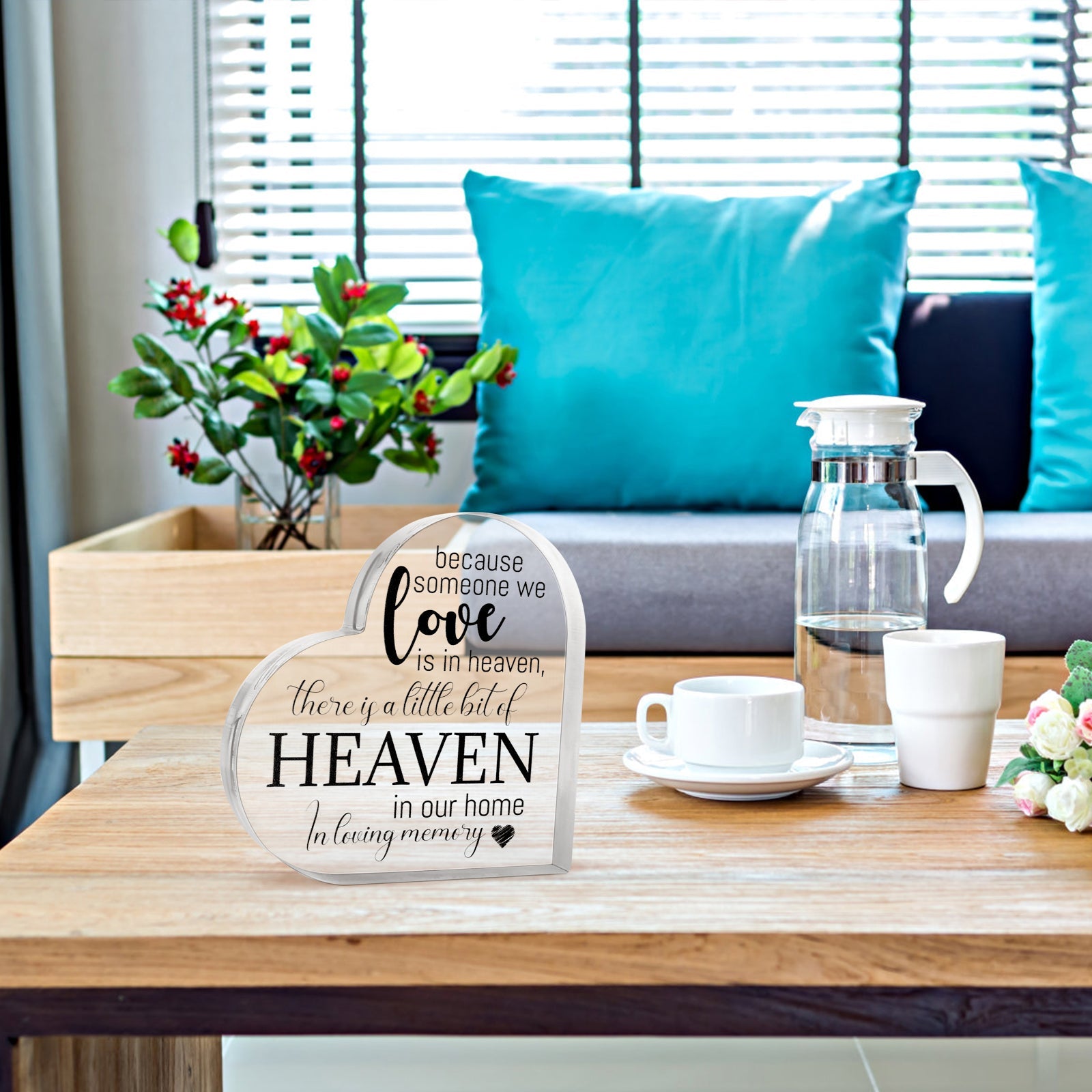 Acrylic Memorial Heart - Heaven In Our Home - Blessings Grow Meadows
