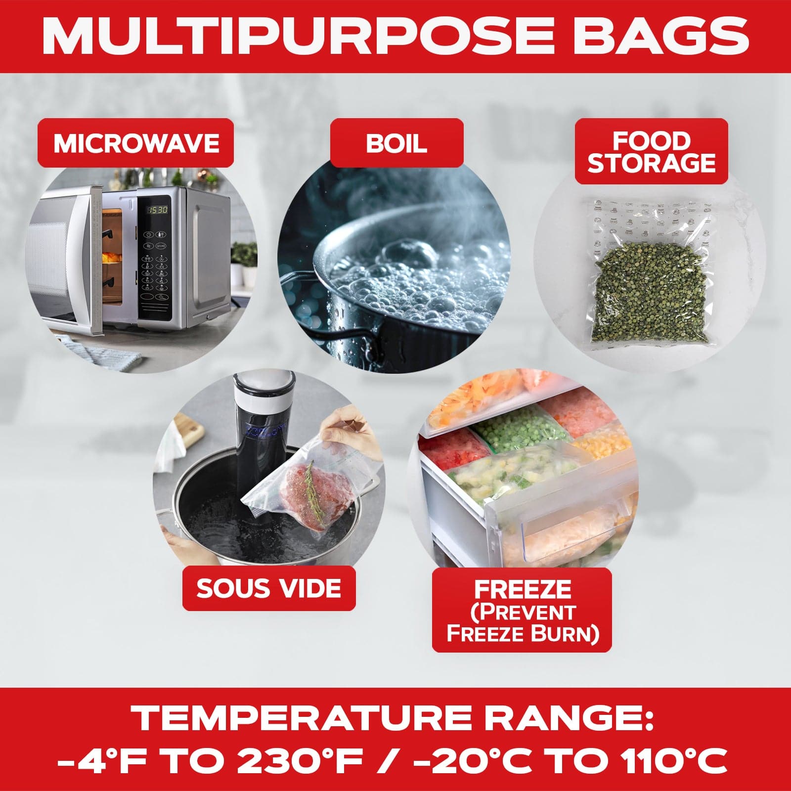 Forjars® 100 Count 6x9 Vacuum Sealer Bags - Textured on Both Sides, 7.5 Mil Thickness - Blessings Grow Meadows