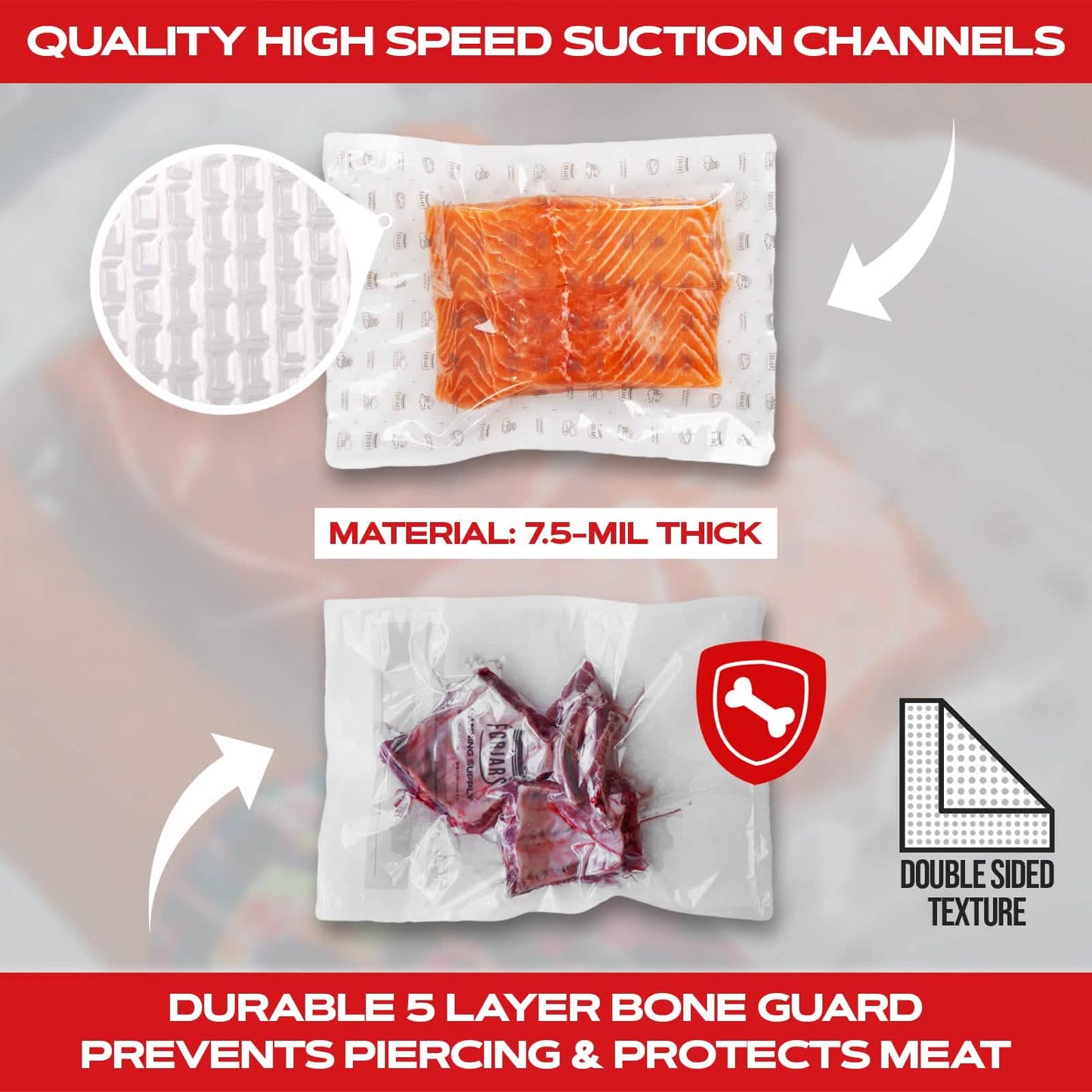 Forjars® 100 Count 6x9 Vacuum Sealer Bags - Textured on Both Sides, 7.5 Mil Thickness - Blessings Grow Meadows