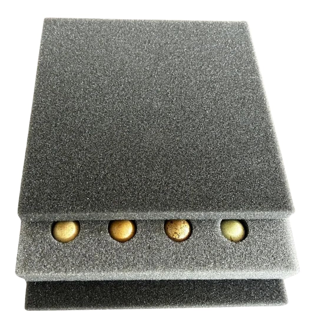 Button quail egg foam shipper with 20-hole set for safe transport of quail eggs, shown in a 10-count foam egg carton.